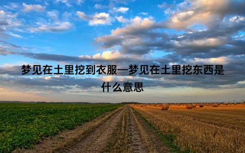 梦见在土里挖到衣服—梦见在土里挖东西是什么意思