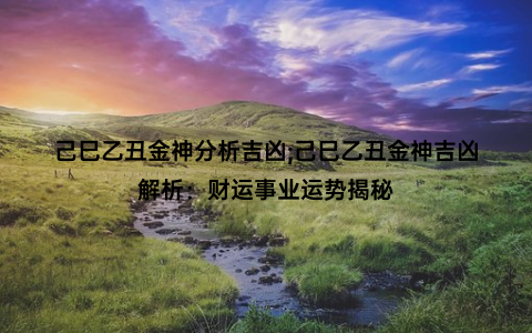 己巳乙丑金神分析吉凶;己巳乙丑金神吉凶解析：财运事业运势揭秘