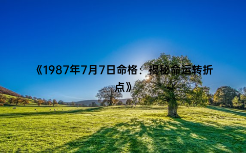 《1987年7月7日命格：揭秘命运转折点》