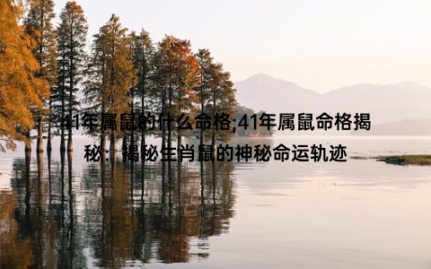 41年属鼠的什么命格;41年属鼠命格揭秘：揭秘生肖鼠的神秘命运轨迹