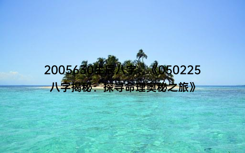 2005630生辰八字、《050225八字揭秘：探寻命理奥秘之旅》