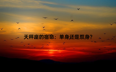 天秤座的宿命：单身还是双身？