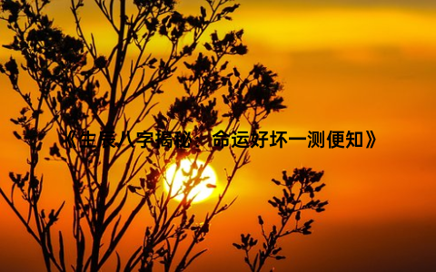 《生辰八字揭秘：命运好坏一测便知》