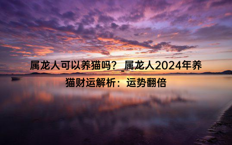 属龙人可以养猫吗？_属龙人2024年养猫财运解析：运势翻倍