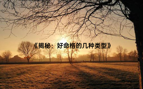 《揭秘：好命格的几种类型》