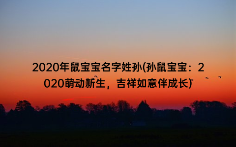 2020年鼠宝宝名字姓孙(孙鼠宝宝：2020萌动新生，吉祥如意伴成长)