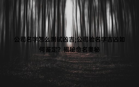 公司名字怎么测试凶吉;公司验名字吉凶如何鉴定？揭秘命名奥秘