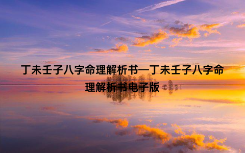 丁未壬子八字命理解析书—丁未壬子八字命理解析书电子版