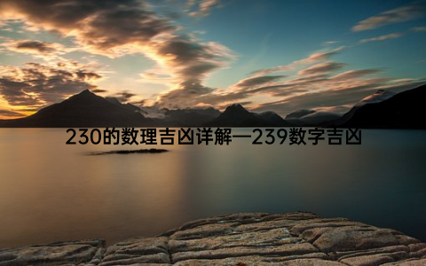 230的数理吉凶详解—239数字吉凶