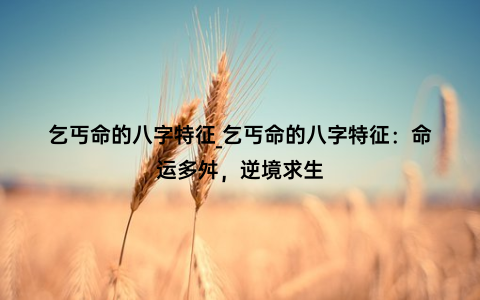 乞丐命的八字特征_乞丐命的八字特征：命运多舛，逆境求生