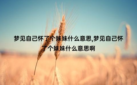 梦见自己怀了个妹妹什么意思,梦见自己怀了个妹妹什么意思啊