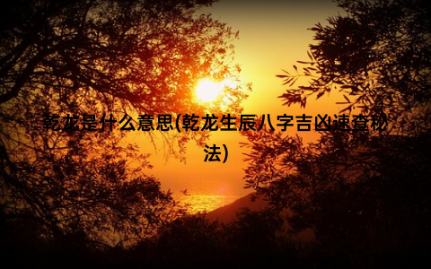 乾龙是什么意思(乾龙生辰八字吉凶速查秘法)