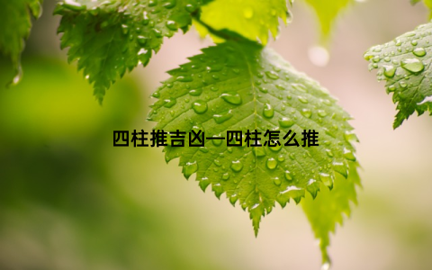 四柱推吉凶—四柱怎么推