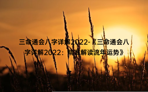 三命通会八字详解2022-《三命通会八字详解2022：精准解读流年运势》