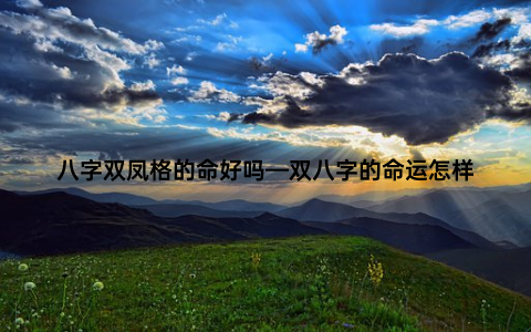 八字双凤格的命好吗—双八字的命运怎样