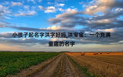 小孩子起名字洪字好吗,洪宝宝：一个充满童趣的名字