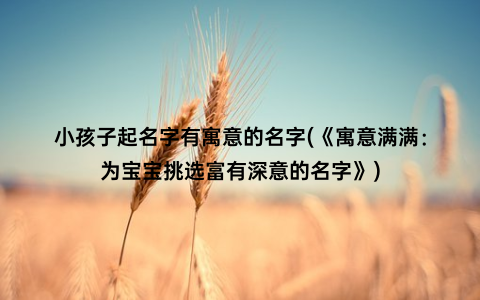 小孩子起名字有寓意的名字(《寓意满满：为宝宝挑选富有深意的名字》)