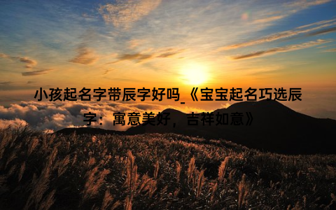 小孩起名字带辰字好吗_《宝宝起名巧选辰字：寓意美好，吉祥如意》