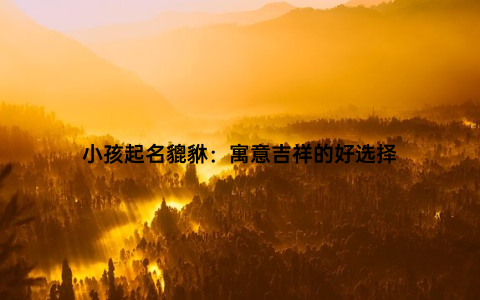 小孩起名貔貅：寓意吉祥的好选择