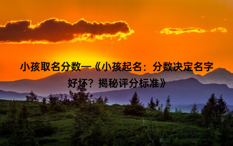 小孩取名分数—《小孩起名：分数决定名字好坏？揭秘评分标准》